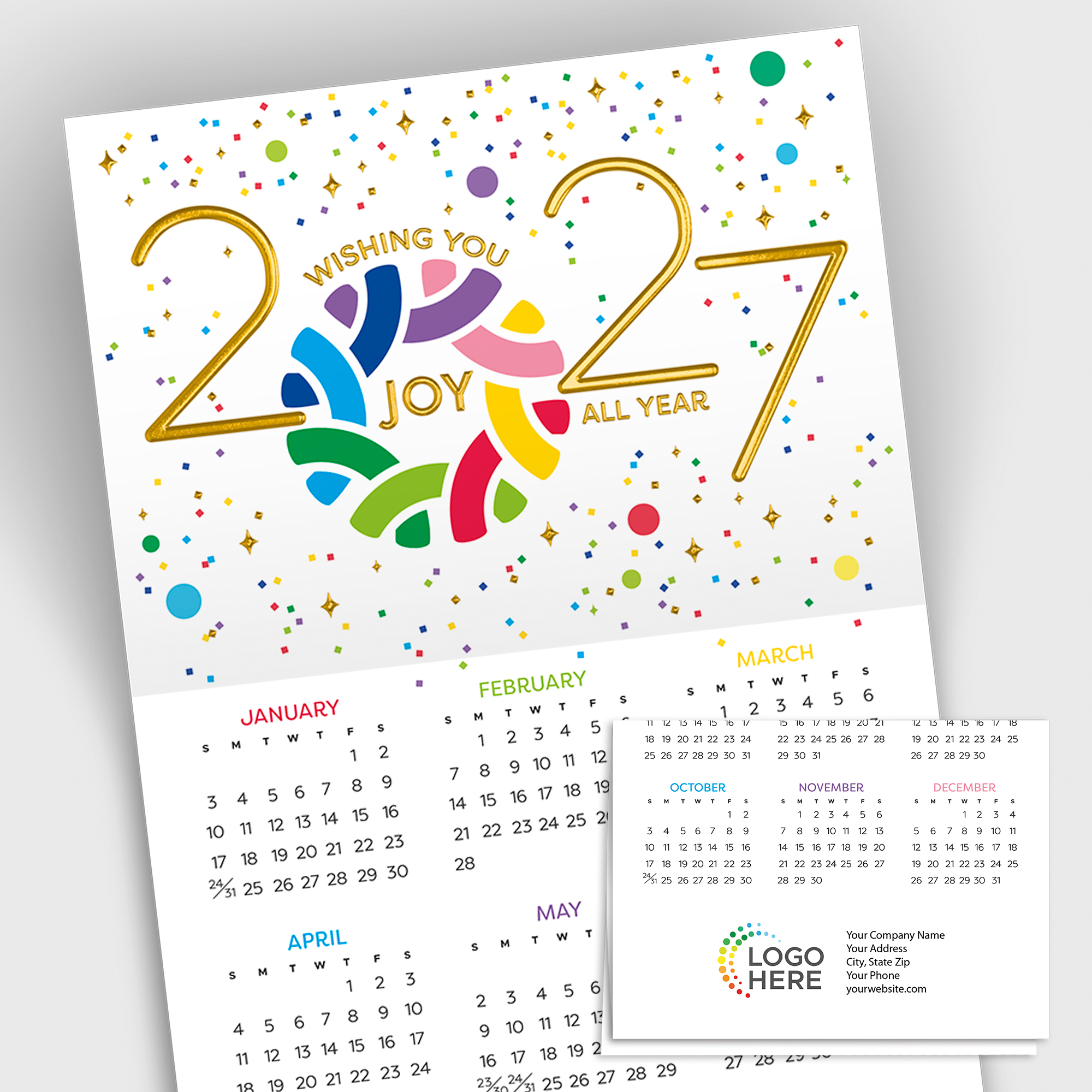 Joy All Year Foil Calendar Card C3474U-AAA